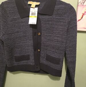 Michael Kors Navy Textured Cardigan